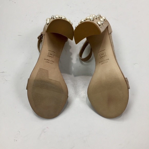 Stuart Weitzman More Pearls Bisque Suede Sandals Size 5 - Picture 14 of 17